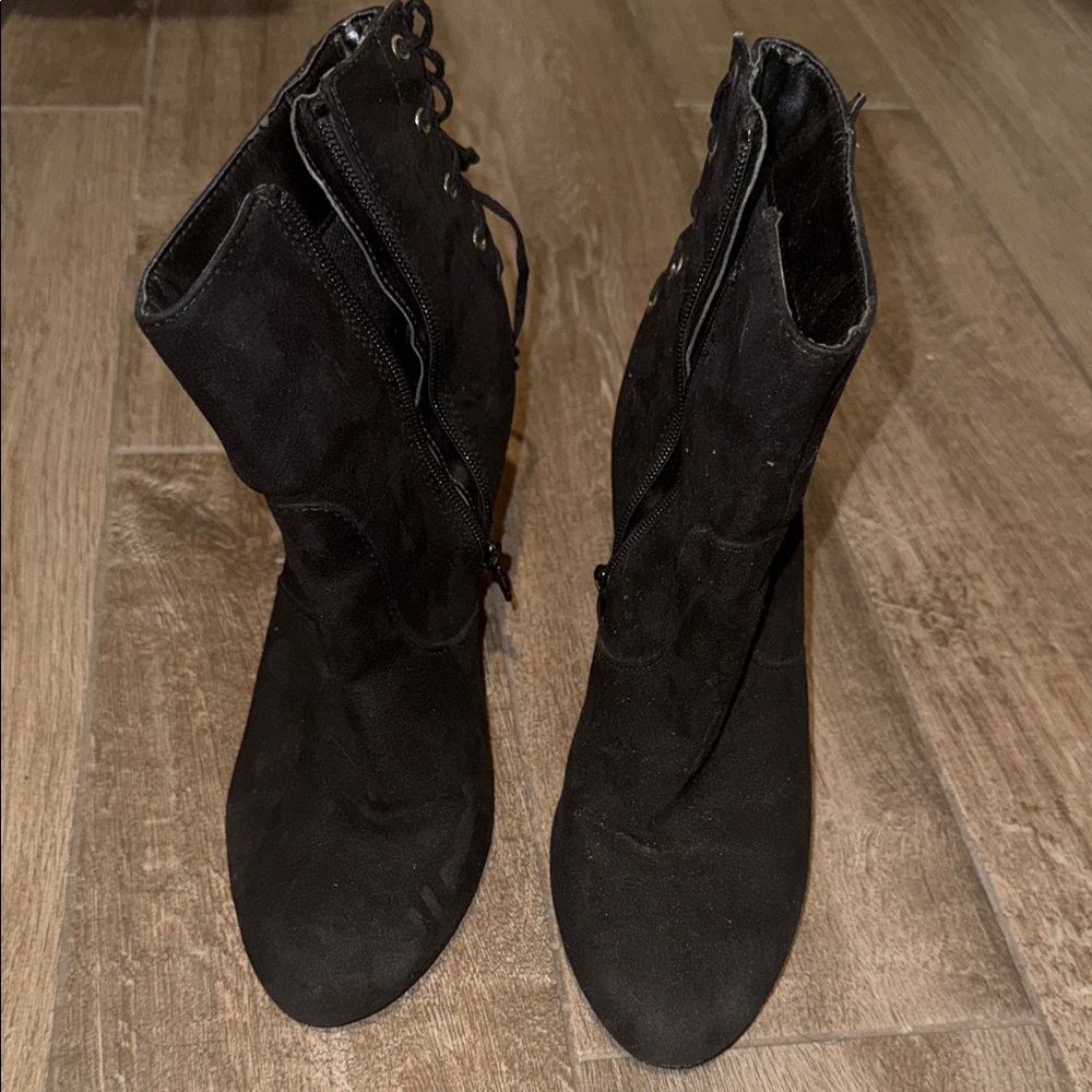 Forever 21 Black Lace Up Boots